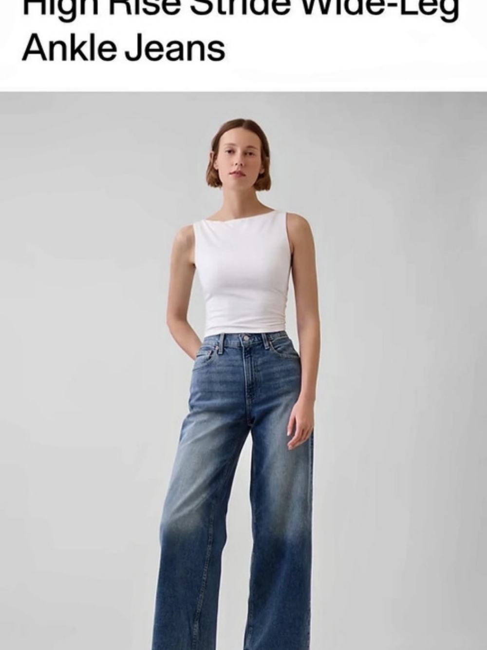Gap High Rise Stride Wide-Leg Ankle Jeans in Blue Size 6